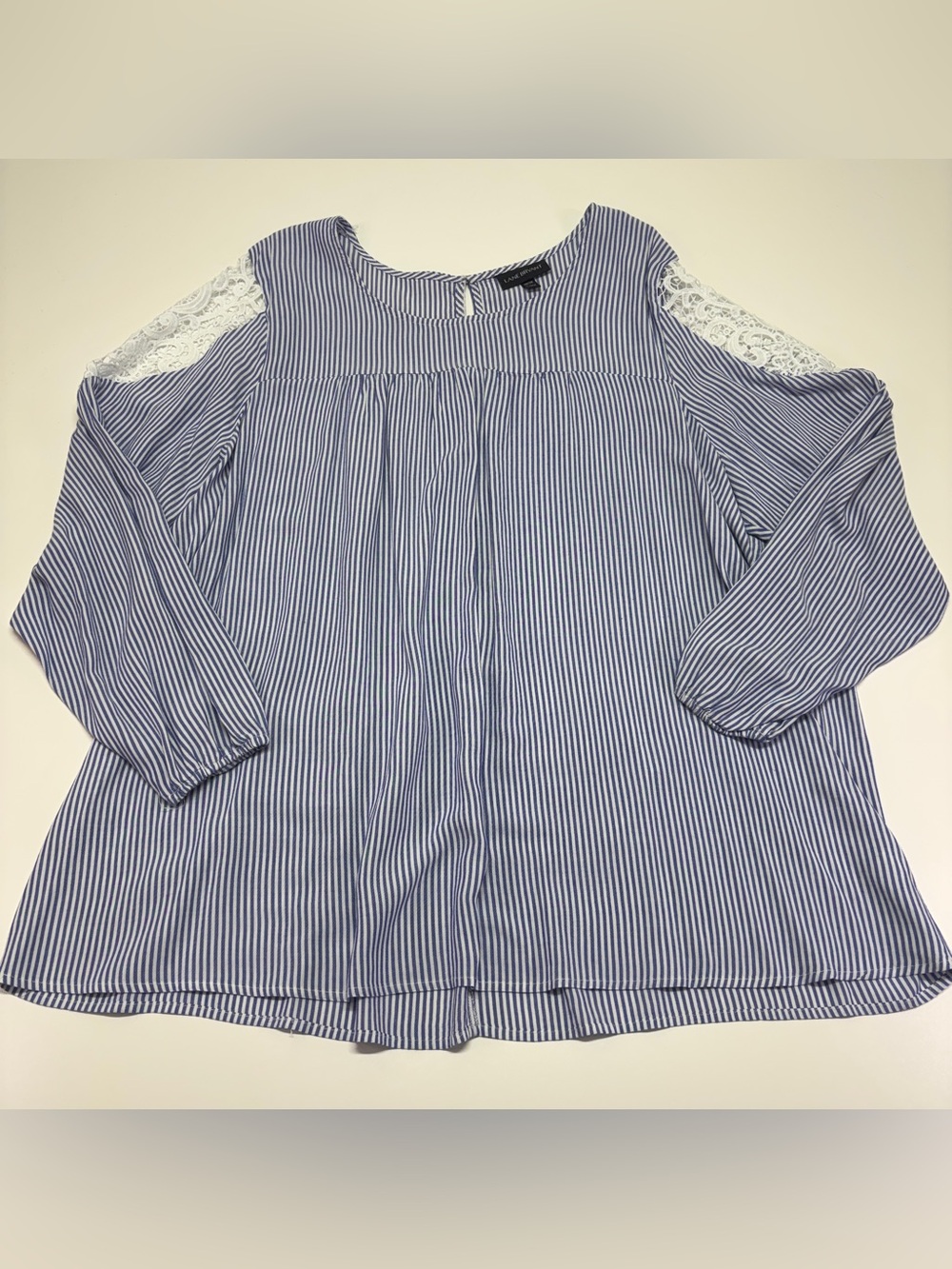 Lane Bryant 26/28 Stripe Lace Cold Shoulder Boho Cottagecore Top